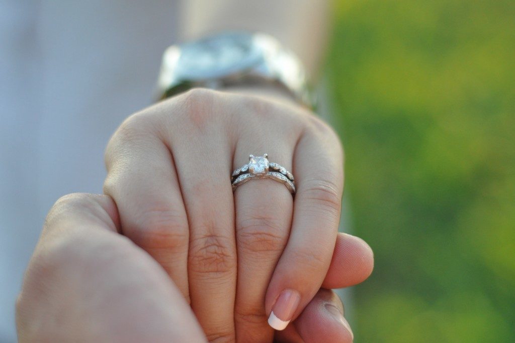 Engagement ring with diamond