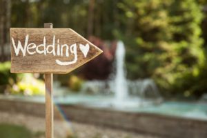 Wooden decor with wedding inscription