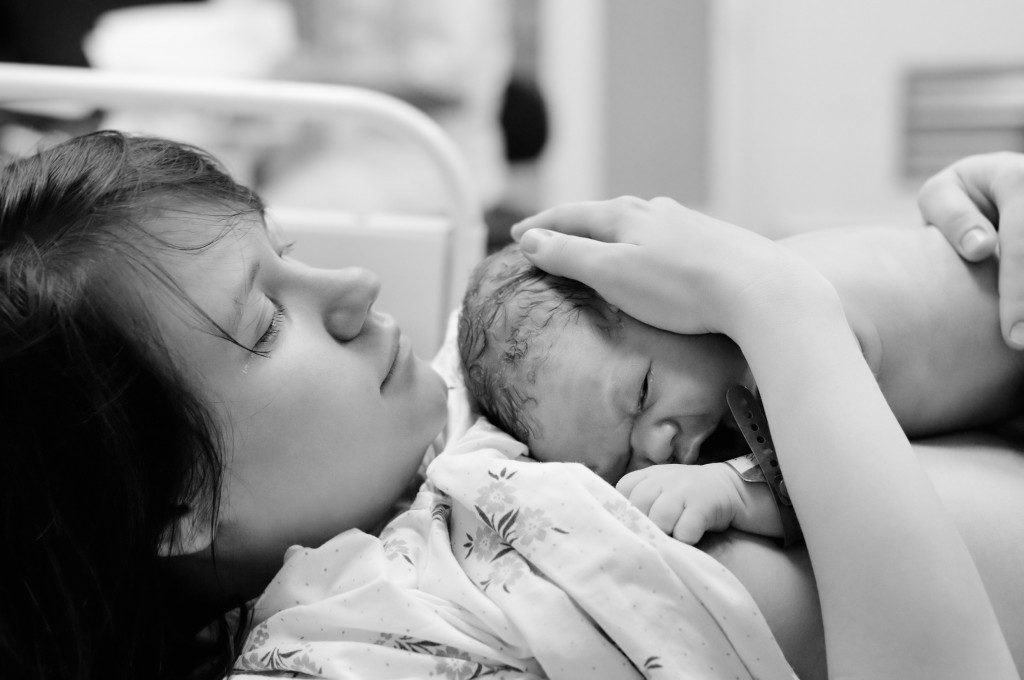 Mother and child after labor