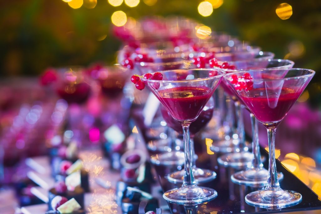 Well-presented cocktail glasses