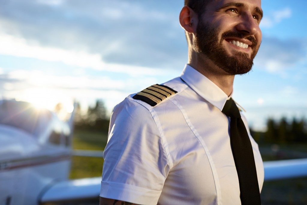 pilot wearing his uniform