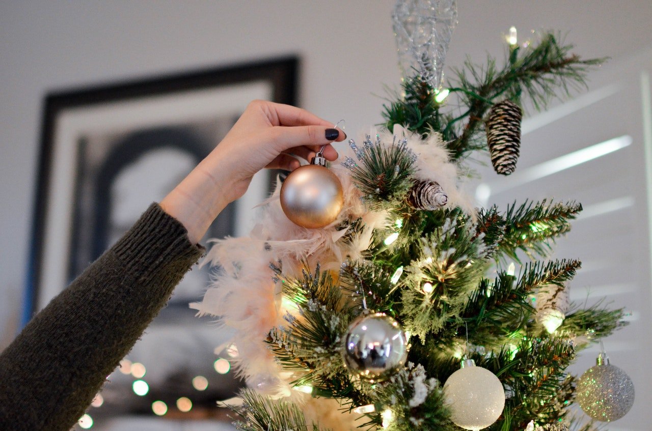 setting up a Christmas tree