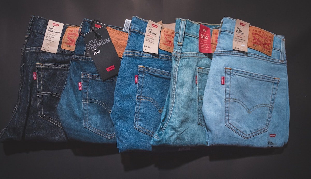 different colored jeans
