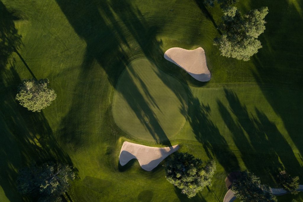 aerial view of a golf course