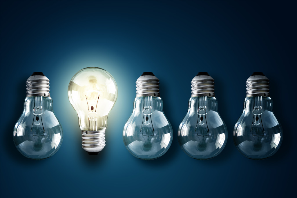 row of lightbulbs