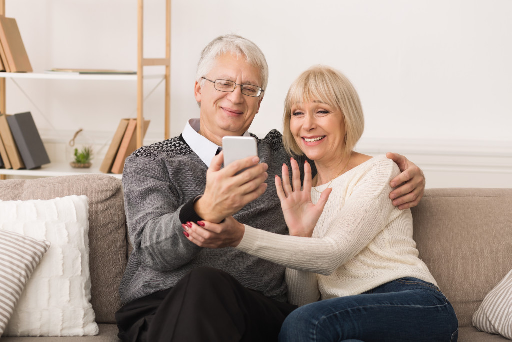 Parents video chating with their kids