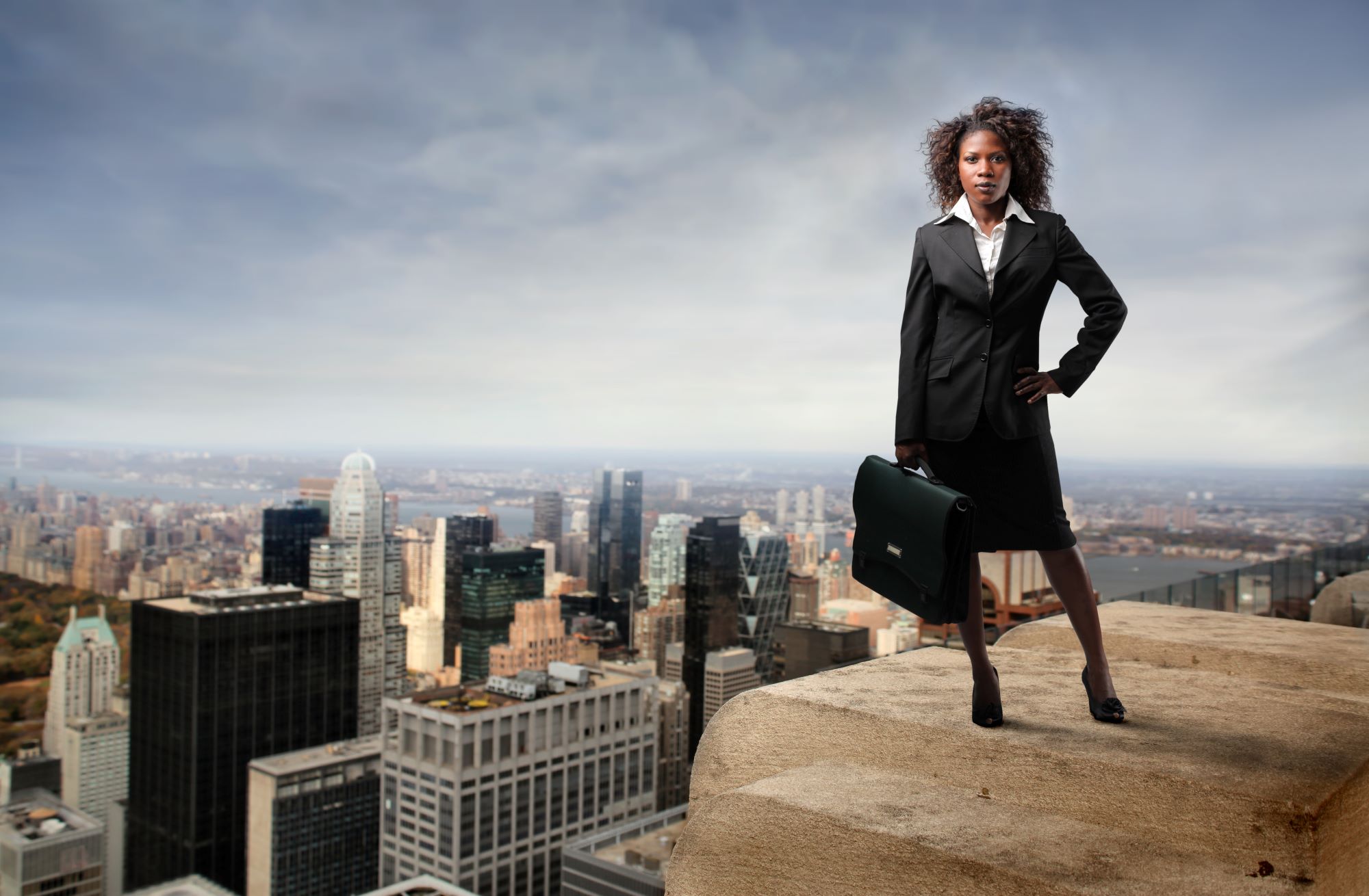 woman on top of a building